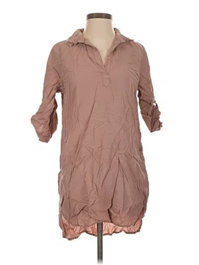 Pre-owned Thread & Supply 3/4 Sleeve Button Down Shirt In Brown