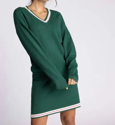 Thread & Supply Alexis Sweater In Forest & Pink In Green