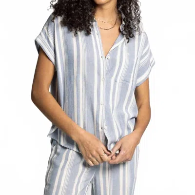 Thread & Supply Benny Shirt In Ivory Blue Stripe