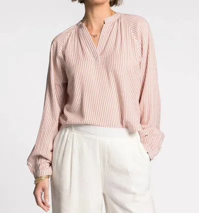 Thread & Supply Bethany Long Striped V-neck Top In Rose Ivory In Pink