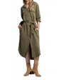 Thread & Supply Bobbie Button Down Dress In Olive Tree In Green
