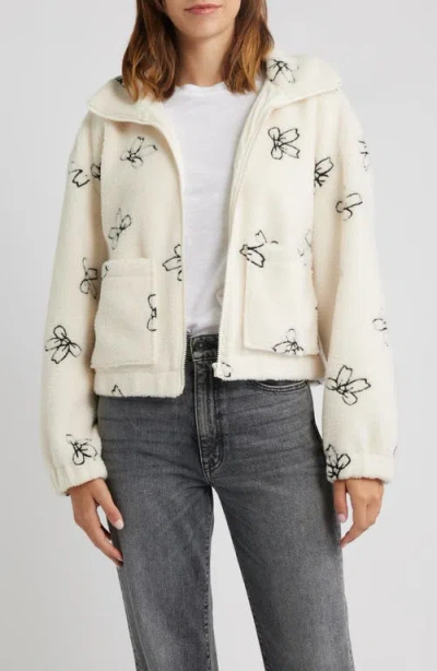 Thread & Supply Bow Embroidery High Pile Fleece Jacket In Multi