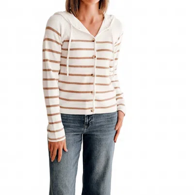 Thread & Supply Braxton Hoodie Sweater In Ivory And Khaki In Multi