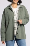 Thread & Supply Brooke Oversize Cotton Blend Shirt Jacket In Green