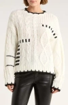 Thread & Supply Cable Knit Pullover Sweater In Neutral