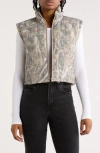 Thread & Supply Camo Crop Puffer Vest In Gray