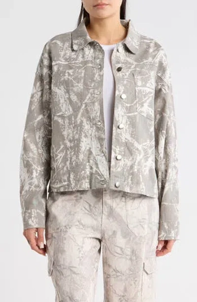 Thread & Supply Camo Cropped Utility Jacket In Gray