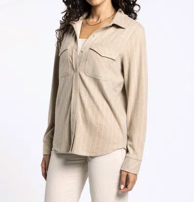 Thread & Supply Cassian Button Up Shirt In Camel Ivory Stripe In Beige