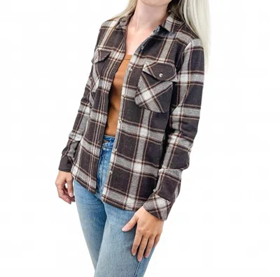 THREAD & SUPPLY CASSIAN LONG SLEEVE SHIRT IN COFFEE IVORY PLAID