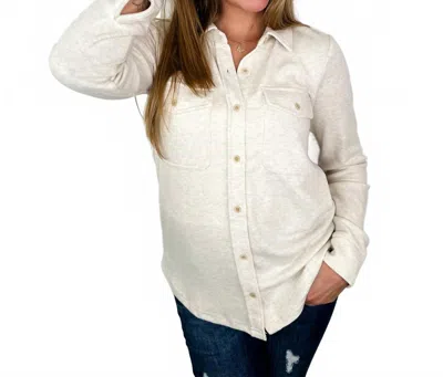 Thread & Supply Cassian Soft Luxe Button Up Shirt In Oatmeal In White