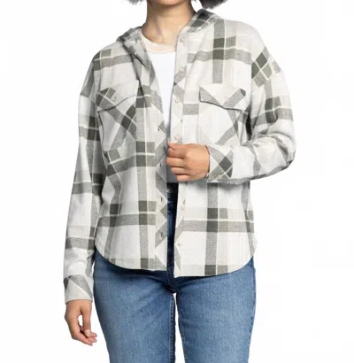 Thread & Supply Cherry Hoodie In Snow Olive Plaid In Pink