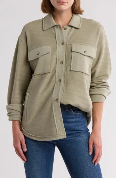 Thread & Supply Chevron Knit Shacket In Sage
