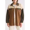 Thread & Supply Colorblock Corduroy Shacket In Olive Brown