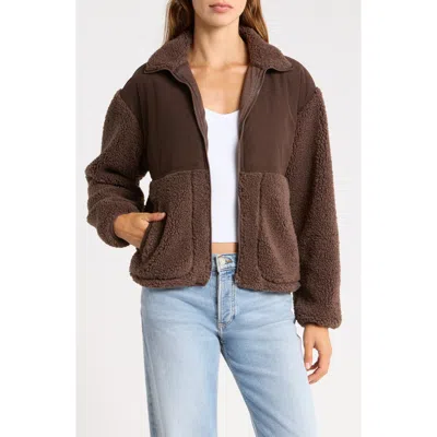 Thread & Supply Corduroy & Faux Shearling Jacket In Chocolate Brown