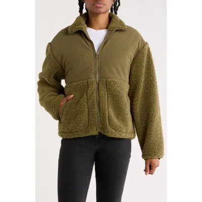 Thread & Supply Corduroy & Faux Shearling Jacket In Green