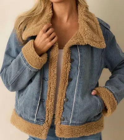 Thread & Supply Cotton Henrietta Denim Jacket In Caramel In Blue