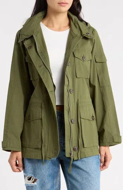 Thread & Supply Cotton Utility Jacket In Green