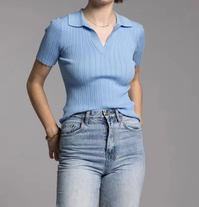 Thread & Supply Courtney Short Sleeves Top In Bright Blue