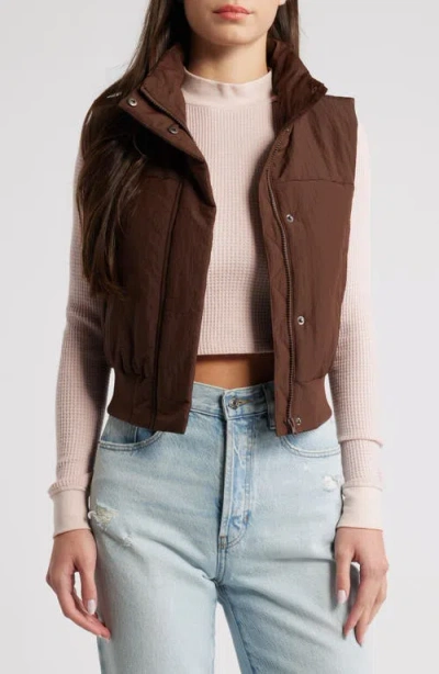 Thread & Supply Crop Puffer Vest In Chicory Coffee