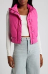 Thread & Supply Crop Puffer Vest In Fuchsia Fedora