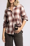 Thread & Supply Daphne Top In Taupe/rust Plaid In Taupe Rust Plaid