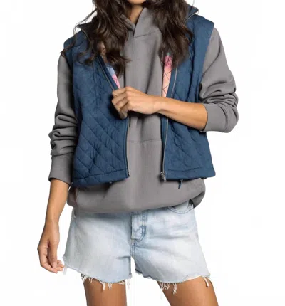 Thread & Supply Desiree Vest In Quilted Vintage Indigo In Blue