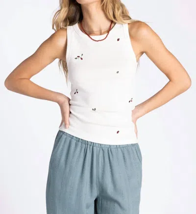 Thread & Supply Edlin Embroidery Tank In Blue Flower In White