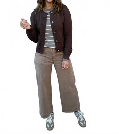 Thread & Supply Eliza Full Button Cardigan In Brown