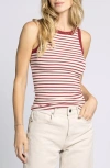Thread & Supply Ellen Stretch Cotton Blend Rib Tank Top In Red