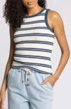 Thread & Supply Ellen Stretch Cotton Blend Rib Tank Top In Blue