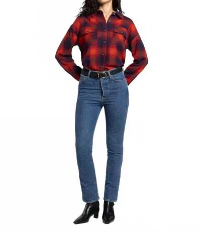 Thread & Supply Elsie Full Button Front Closure Shirt In Black Tomato Plaid In Red