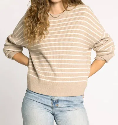 Thread & Supply Ely Crewneck Sweater In Taupe Ivory Stripe In Neutral