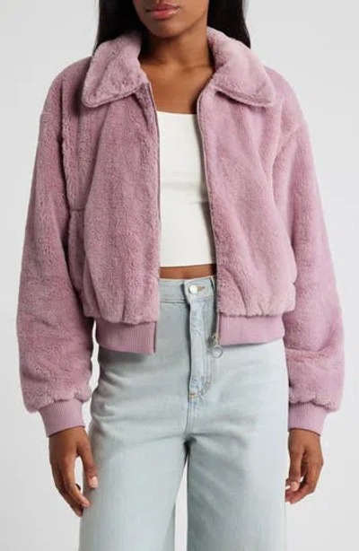 Thread & Supply Faux Fur Jacket In Dusty Pink