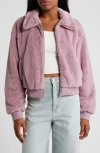Thread & Supply Faux Fur Jacket In Dusty Pink