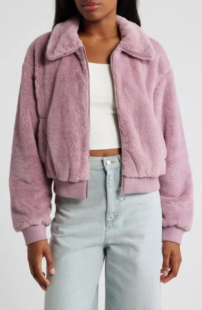 Thread & Supply Faux Fur Jacket In Dusty Pink