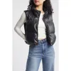 Thread & Supply Faux Leather Crop Puffer Vest In Black