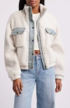 Thread & Supply Faux Shearling & Denim Crop Jacket
