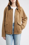 Thread & Supply Faux Suede Chore Coat In Brown