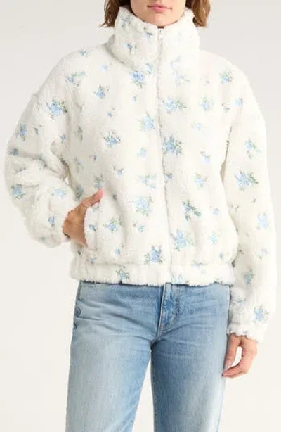 Thread & Supply Floral Embroidered Faux Shearling Jacket In Multi