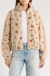 Thread & Supply Floral Embroidered Faux Shearling Jacket In Multi