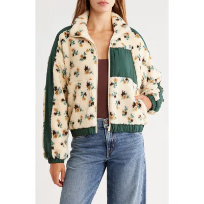 Thread & Supply Floral Fleece Zip-up Jacket In Multi