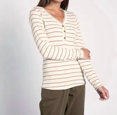 Thread & Supply Frankie Long Sleeve Top In White Swan Safari Stripe In Multi