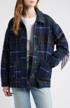 Thread & Supply Fringe Plaid Shacket In Blue