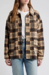Thread & Supply Fringe Plaid Shacket In Brown