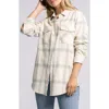 Thread & Supply Gracelyn Plaid Cotton Flannel Button-up Shirt Jacket In Cream Aqua Mist Plaid
