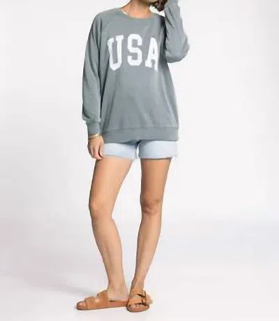 Thread & Supply Hangout Usa Top In Stormy Blue In Gray