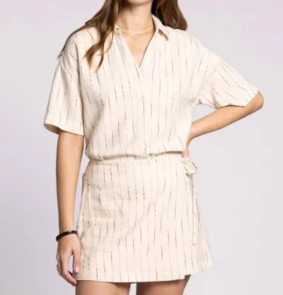 Thread & Supply Hedley Short Sleeve Top In Off White/black In Multi