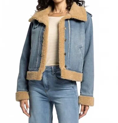 Thread & Supply Henrietta Denim Sherpa Jacket In Medium Wash In Multi