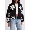 Thread & Supply High Pile Fleece Floral Jacket In Black