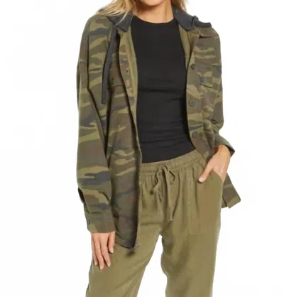 Thread & Supply Hooded Camo Shacket In Green